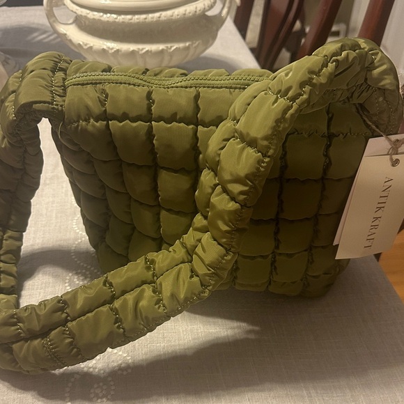 Antik Kraft moss green puffer tote bag - Picture 1 of 5